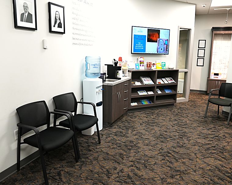 The waiting area at Webb Eyecare in Scottsbluff.