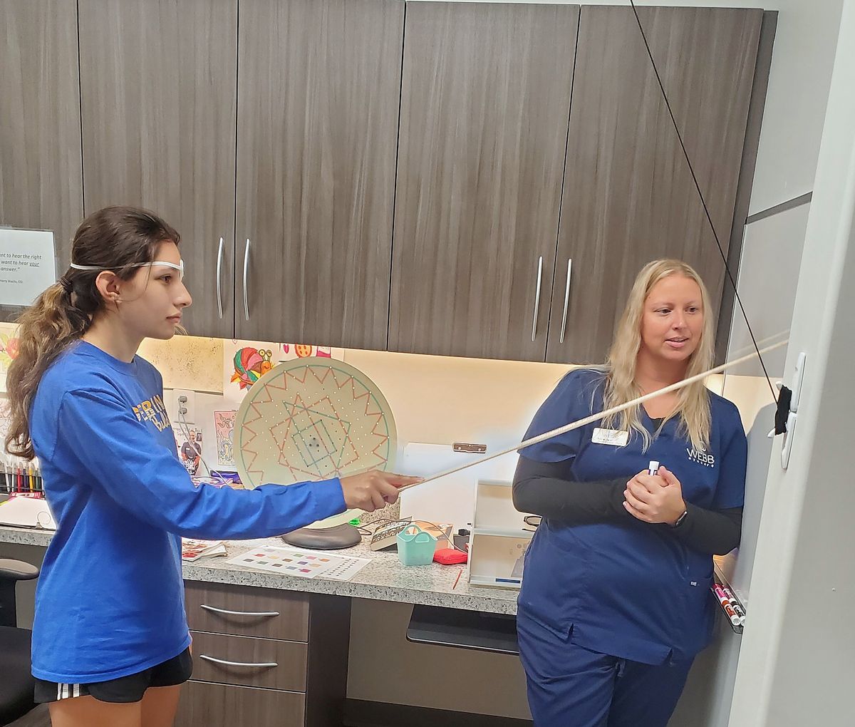 A vision therapy session in progress at Webb Eyecare in Scottsbluff.